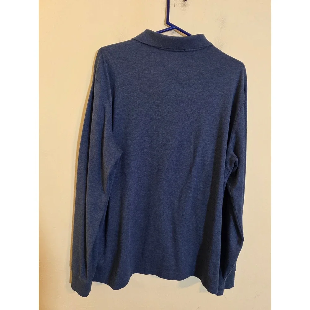 Polo Ralph Lauren Mens XL Slim Fit Long Sleeve Polo Shirt Heather Blue Pony Logo